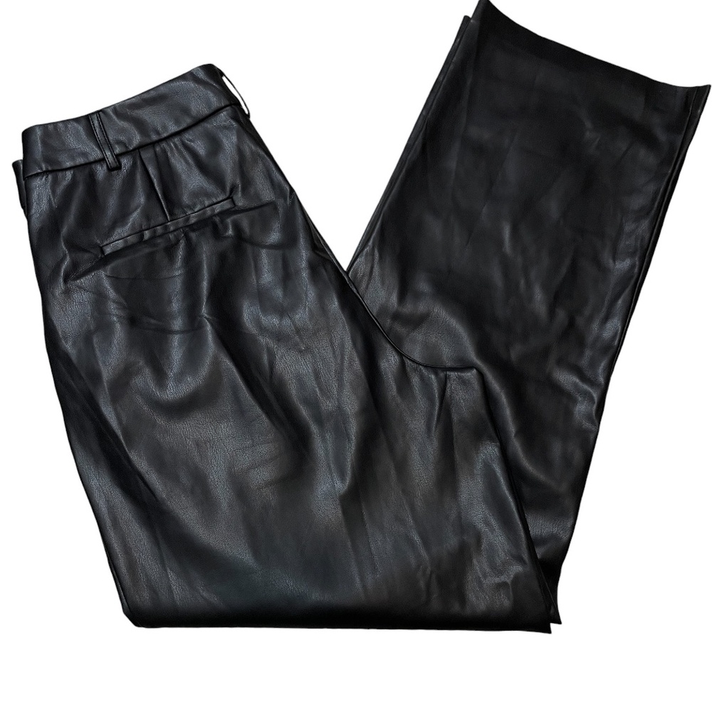 House of Harlow 1960 Black 12‎ Faux Leather Pockets Zipper Straight Leg